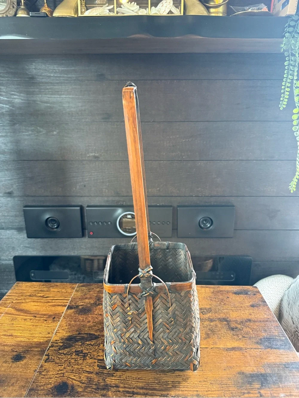 Source Unknown Brown Woven Handled Basket